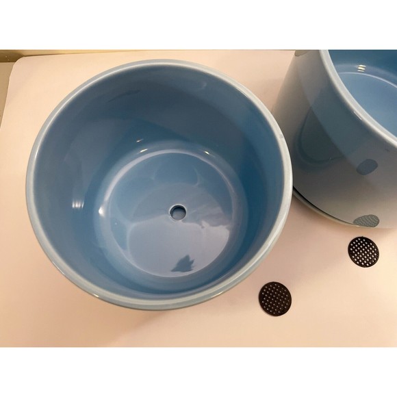 COPY - Ceramic Flower Succulent Planter Pots w/ Attached Saucer, Set of 3, Blue - Picture 7 of 10